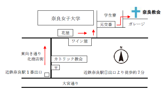 �ߓS�ޗǉw���狳��܂ł̒n�}
